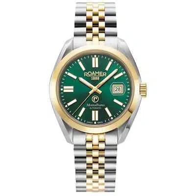 Pre-owned Roamer 996983 47 75 20 Men's Montalbano Two Tone Automatic Wristwatch In Silver/gold/green
