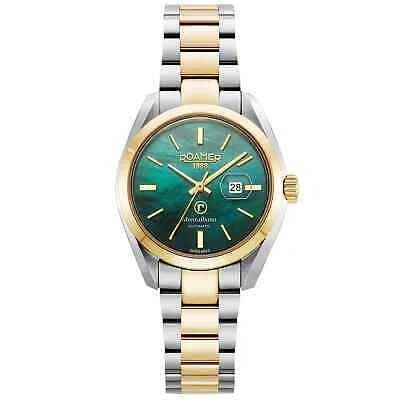 Pre-owned Roamer 996990 47 70 20 Women's Montalbano Two Tone Automatic Wristwatch In Silver/gold/green