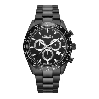 Pre-owned Roamer Men's Watch Analog Quartz Chronograph 850837 44 55 20 " Monza " 100 Steel
