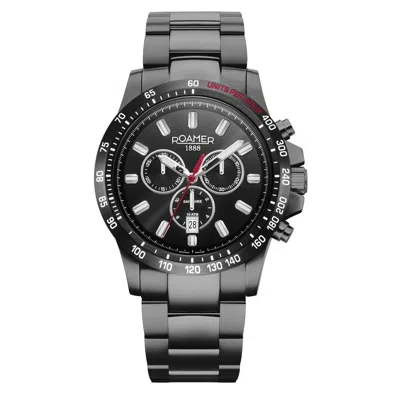 Pre-owned Roamer Men Watch Chronograph Quartz 861837 44 55 20 Rimini Stainless Steel