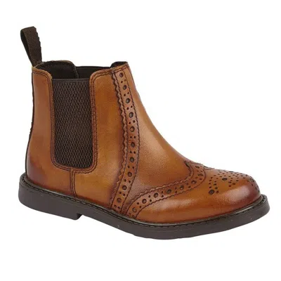 Roamers Boys Leather Ankle Boots In Brown
