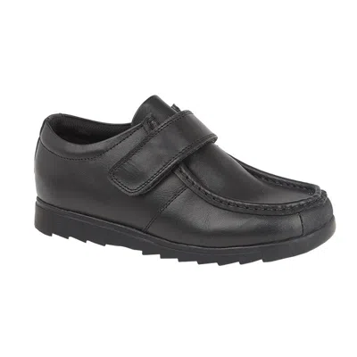 Roamers Boys Leather One Bar School Shoes In Black