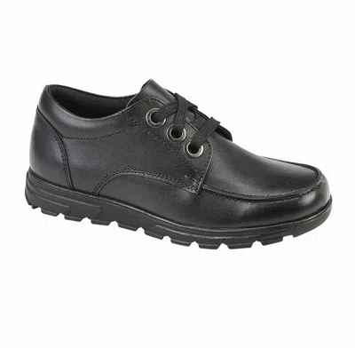 Roamers Girls Leather School Shoes In Black