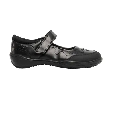 Roamers Girls Leather Touch Fastening School Shoe In Black