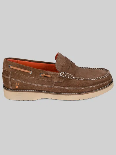 Roan Grid Boat Shoes In Brown