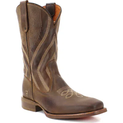 Roan Matchless Embroidered Western Leather Boot In Brown