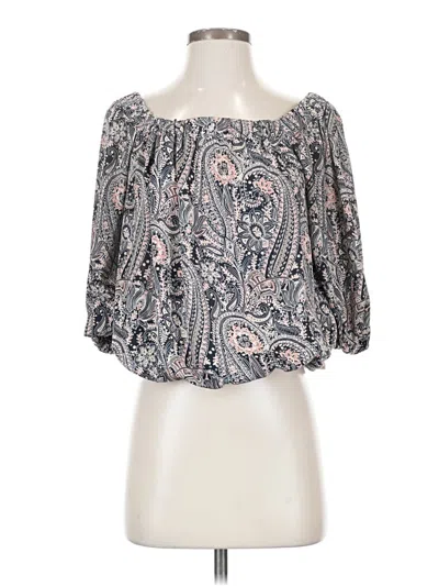 Pre-owned Roan + Ryan 3/4 Sleeve Blouse In Gray