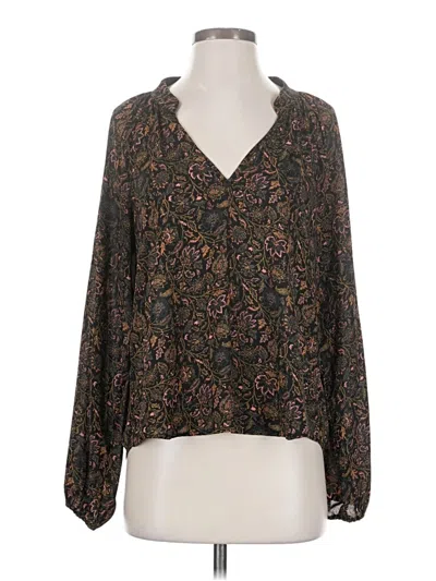 Pre-owned Roan + Ryan Long Sleeve Blouse In Brown
