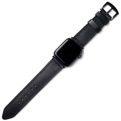 Roarcraft Men's Apple Watch Ultra Custom Made Leather Watch Strap - Black