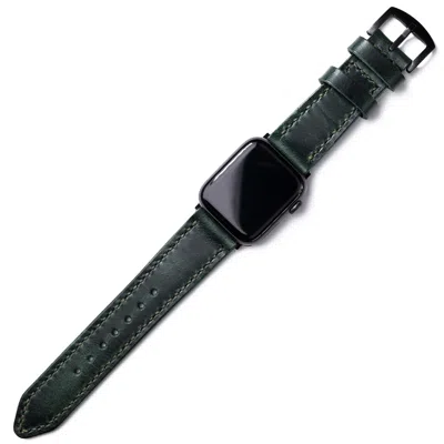 Roarcraft Men's Apple Watch Ultra Custom Made Leather Watch Strap - Forest Green