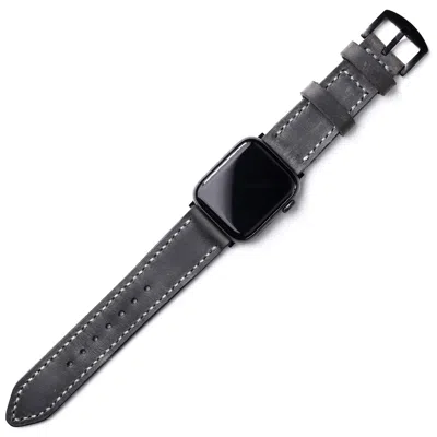 Roarcraft Men's Apple Watch Ultra Custom Made Leather Watch Strap - Grey In Gray