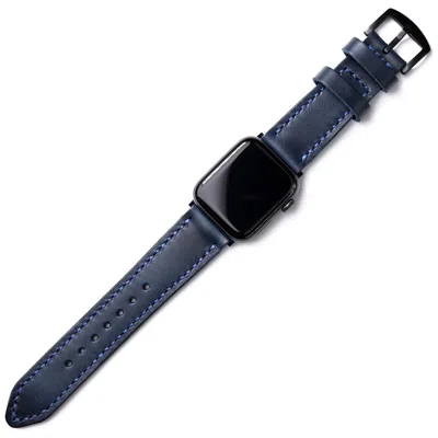 Roarcraft Men's Apple Watch Ultra Custom Made Leather Watch Strap - Indigo Blue
