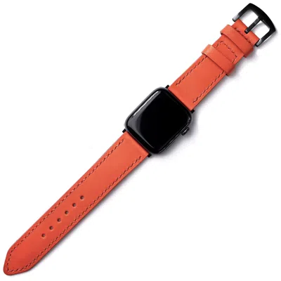Roarcraft Men's Apple Watch Ultra Custom Made Leather Watch Strap - Orange