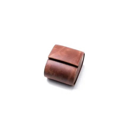 Roarcraft Men's Brown Leather Travel Watch Case - Tobacco - Single Watch Roll