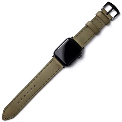 Roarcraft Men's Green Apple Watch Ultra Custom Made Leather Watch Strap - Olive