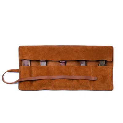 Roarcraft Men's Green / Grey / Brown Leather Travel Watch Roll - Tobacco In Green/grey/brown