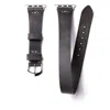 Roarcraft Men's Grey Double Tour Apple Watch Leather Strap - Gray In Grey