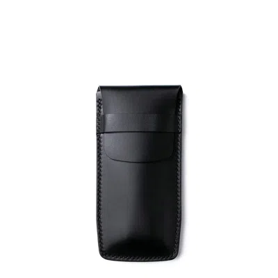 Roarcraft Men's Handmade Flap Covered Leather Watch Case - Black