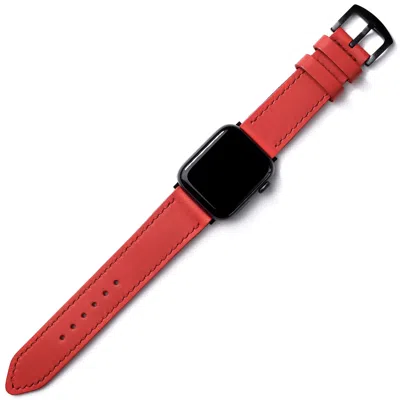 Roarcraft Men's Pink / Purple Apple Watch Ultra Custom Made Leather Watch Strap - Pink & Purple In Red