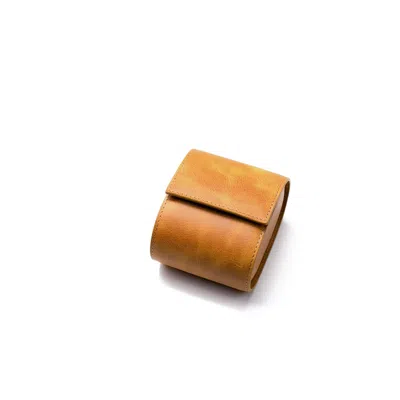 Roarcraft Men's Yellow / Orange Leather Travel Watch Case - Pumpkin - Single Watch Roll