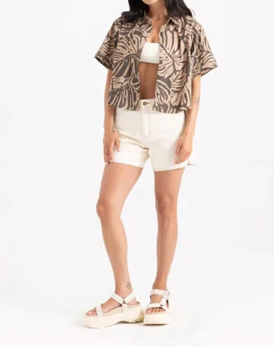 Roark Bless Up Camp Cropped Shirt In Khaki In Green