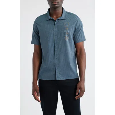 Roark Bless Up Trail Performance Short Sleeve Button-up Shirt In Blue