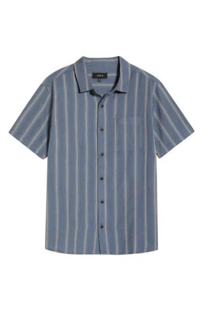 Roark Crosswinds Short Sleeve Cotton Blend Dobby Button-up Shirt In Blue