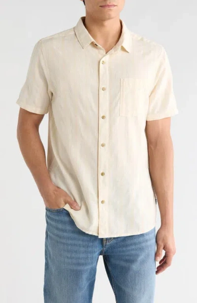 Roark Crosswinds Short Sleeve Cotton Blend Dobby Button-up Shirt In Neutral