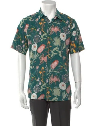Pre-owned Roark Floral Print Short Sleeve Shirt In Green