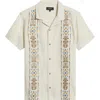 Roark Gonzo Embroidered Organic Cotton & Linen Camp Shirt In Neutral