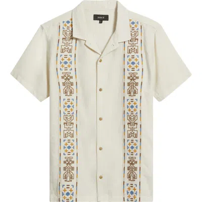 Roark Gonzo Embroidered Organic Cotton & Linen Camp Shirt In Neutral