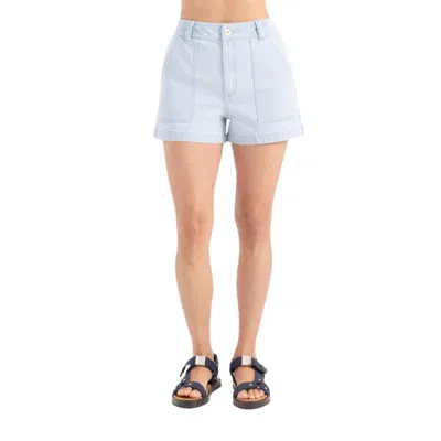 Roark Hwy Utility Pockets Short In Light Bleached Denim In Blue