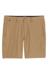 Roark Hytide Flat Front Hybrid Performance Shorts In Gold