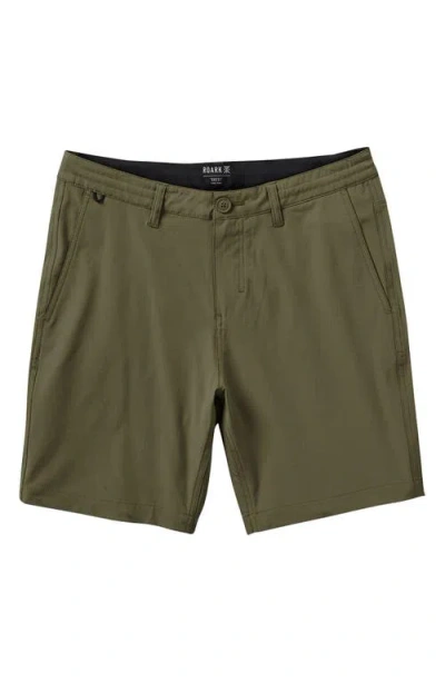 Roark Hytide Flat Front Hybrid Performance Shorts In Green