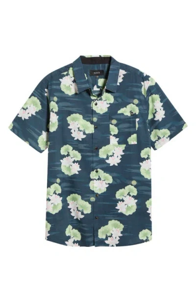 Roark Journey Floral Short Sleeve Button-up Shirt In Blue