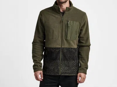 ROARK LANDFALL FLEECE ZIP JACKET IN MILITARY SASHIKO