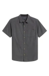 Roark Made To Fade Short Sleeve Cotton & Lyocell Button-up Shirt In Black