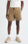 Roark Made To Fade Stretch Cotton Drawstring Shorts In Brown