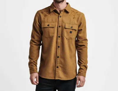 Roark Nordsman Long Sleeve Flannel Shirt In Embroidered Dark Bronze