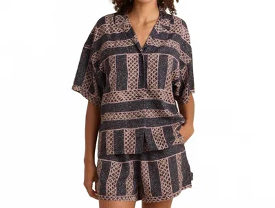 Roark Riviera Short Sleeve Shirt In Dark Navy In Brown