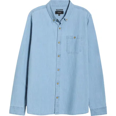 Roark Scholar Organic Cotton Chambray Button-down Shirt In Blue