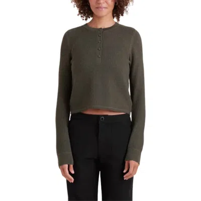 Roark Well Worn Thermal Long Sleeve Top In Military In Green