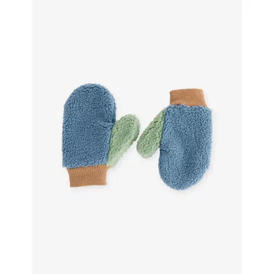 Roarsome Kids' Blue Colourblock Fleece Mittens 1-8