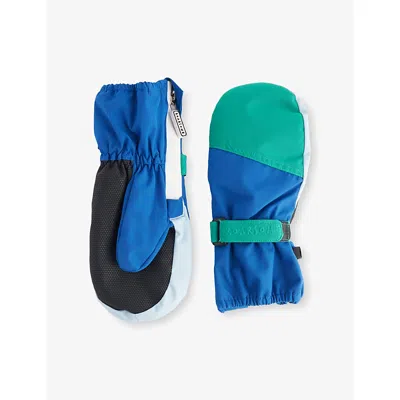 Roarsome Kids' Blue Colourblock Woven Ski Mittens 1-8