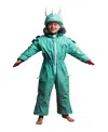 Roarsome Spike The Dino Faux Fur-trimmed Skisuit In Green