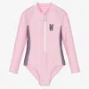 ROARSOME GIRLS PINK HOP THE BUNNY LONG-SLEEVED SWIMSUIT (UPF50+)