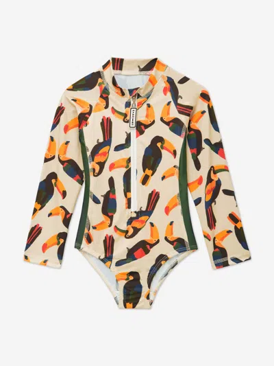 Roarsome Kids' Girls Toucan Swimsuit In Beige
