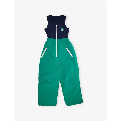 Roarsome Kids' Green Spike Colour-block Ski Salopett