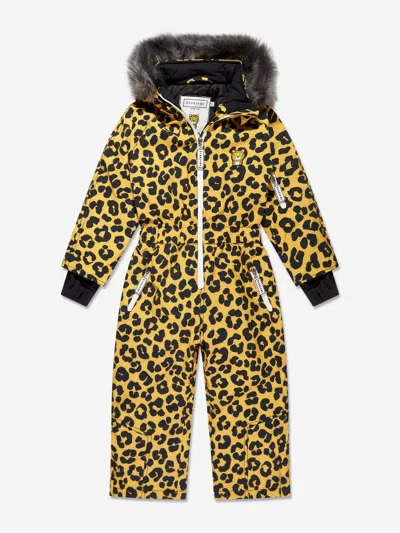 Roarsome Kids' The Leopard Animal-print Snowsuit In Yellow