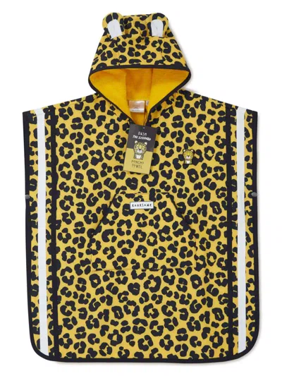 Roarsome Kids' Leopard-print Poncho Towel In 黑色